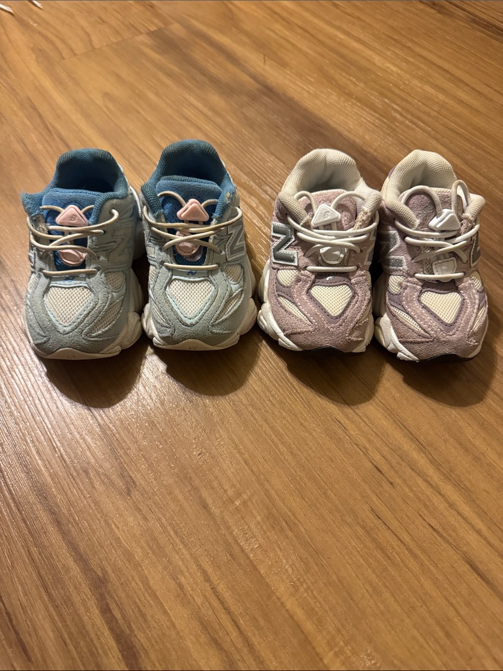 New Balance 9060 Kids Sneakers in Blue and Light Pink - Twin Pair